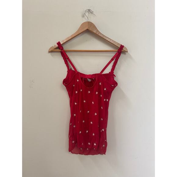 Vintage Rampage Red Lace Babydoll Sheer Bustier Tank Top Fairycore Y2K - Picture 4 of 6
